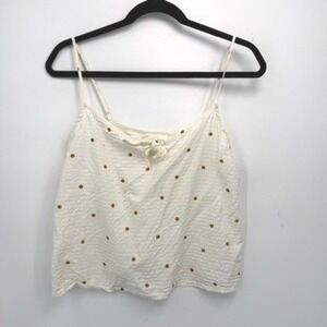 Sezane Women's EU 38 US M Cream Polka Dot Tie Front Tank Top Euro Chic